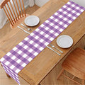 Purple And White Check Pattern Print Table Runner