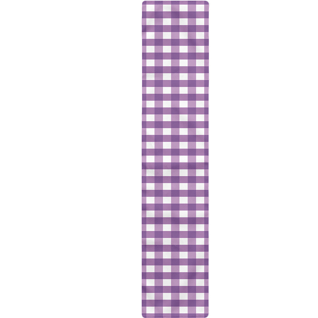 Purple And White Check Pattern Print Table Runner