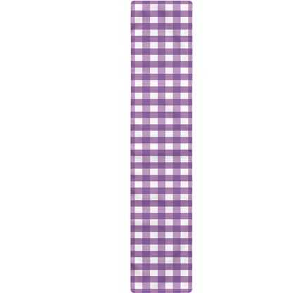Purple And White Check Pattern Print Table Runner