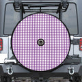 Purple And White Check Pattern Print Tire Cover With Camera Hole
