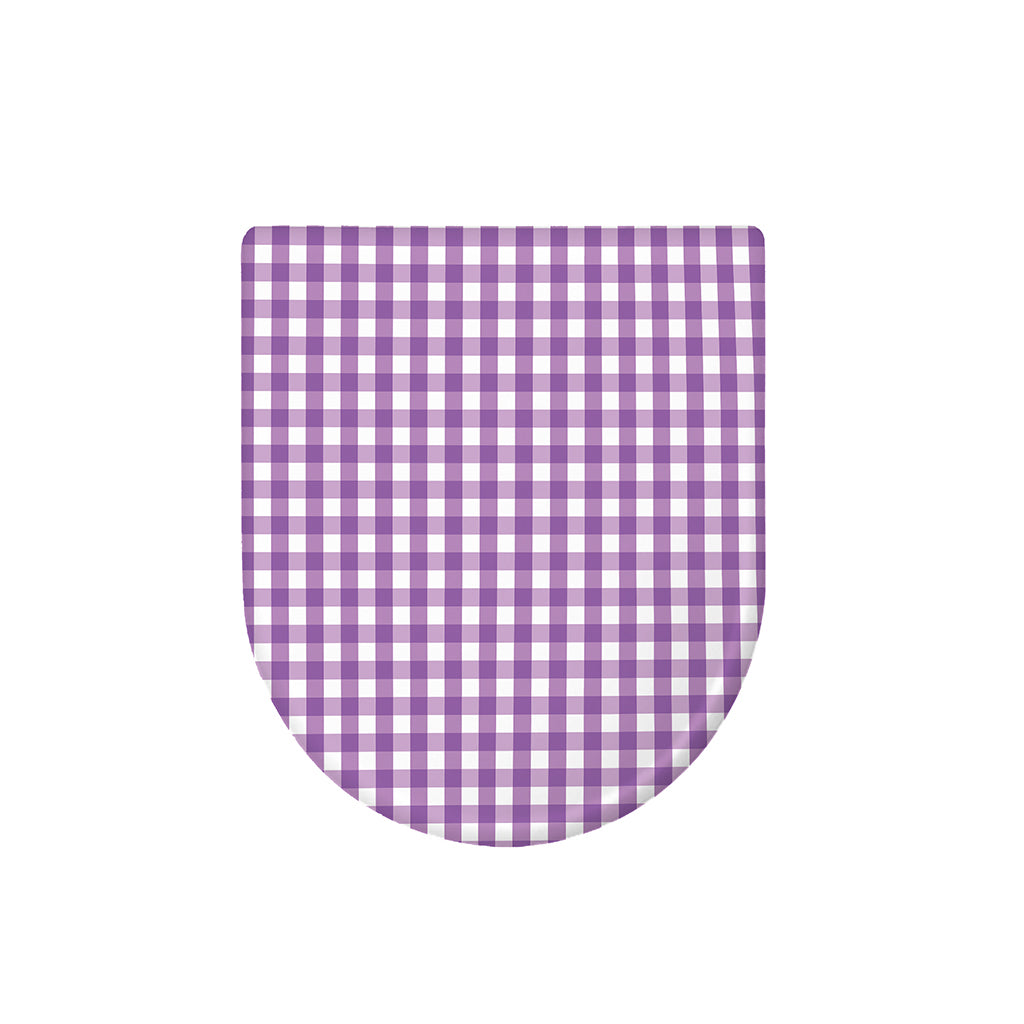 Purple And White Check Pattern Print Toilet Lid Cover