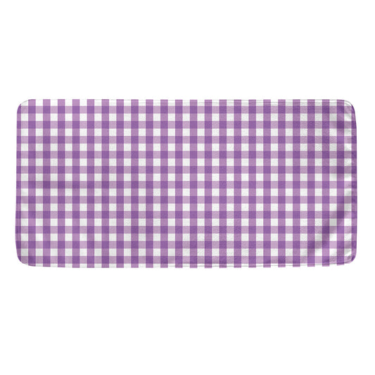 Purple And White Check Pattern Print Towel