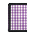 Purple And White Check Pattern Print Trifold Wallet