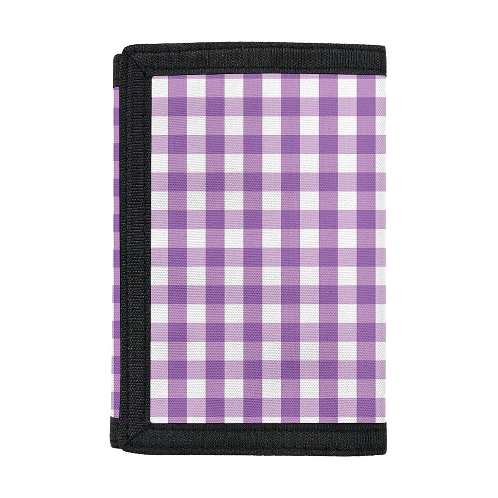 Purple And White Check Pattern Print Trifold Wallet