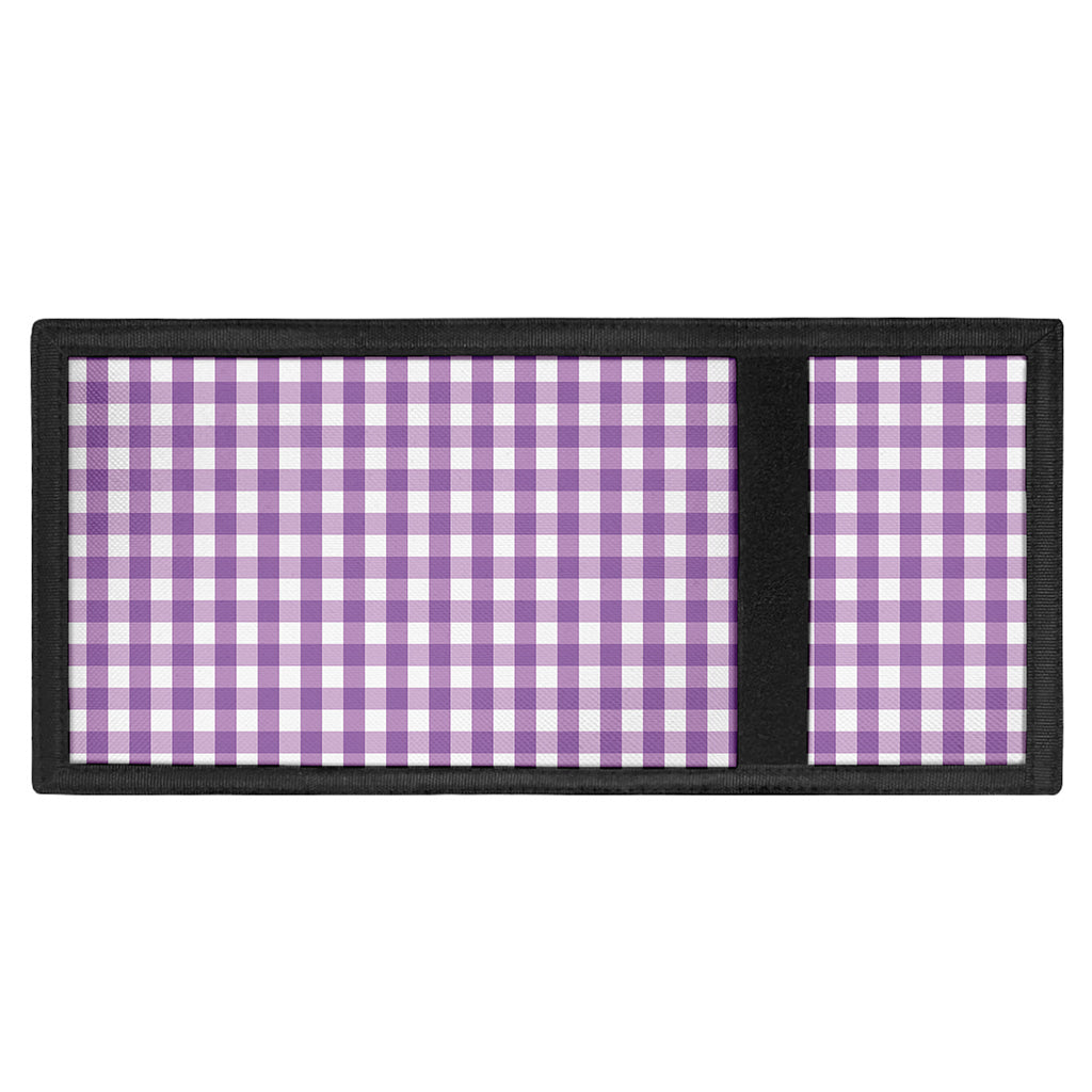 Purple And White Check Pattern Print Trifold Wallet