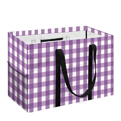 Purple And White Check Pattern Print Utility Tote Bag
