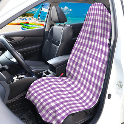 Purple And White Check Pattern Print Waterproof Car Seat Cover
