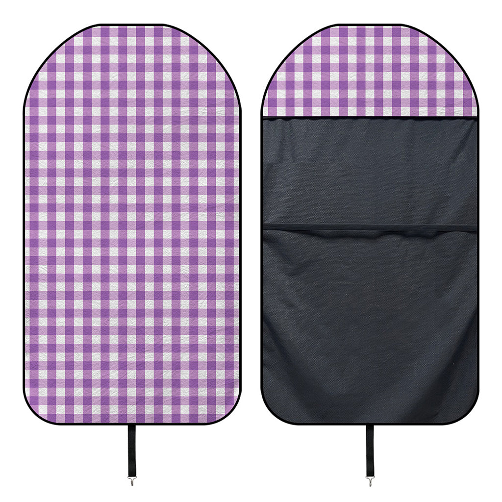 Purple And White Check Pattern Print Waterproof Car Seat Cover