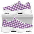 Purple And White Check Pattern Print White Chunky Shoes