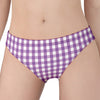 Purple And White Check Pattern Print Women's Panties