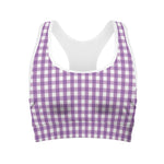 Purple And White Check Pattern Print Women's Sports Bra