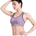 Purple And White Check Pattern Print Women's Sports Bra