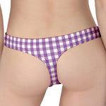 Purple And White Check Pattern Print Women's Thong