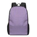 Purple And White Checkered Pattern Print 17 Inch Backpack