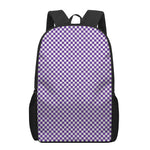 Purple And White Checkered Pattern Print 17 Inch Backpack