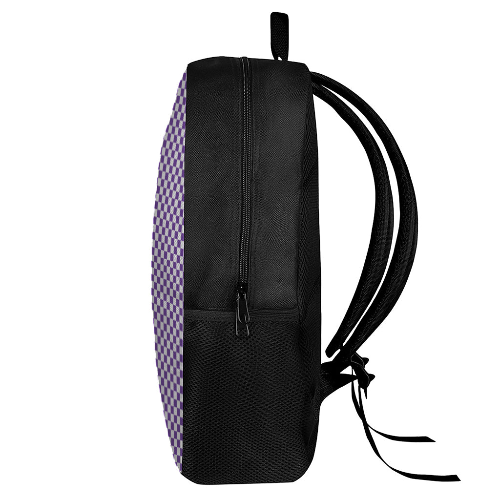 Purple And White Checkered Pattern Print 17 Inch Backpack