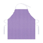 Purple And White Checkered Pattern Print Adjustable Apron