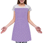 Purple And White Checkered Pattern Print Adjustable Apron