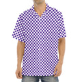 Purple And White Checkered Pattern Print Aloha Shirt