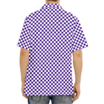 Purple And White Checkered Pattern Print Aloha Shirt