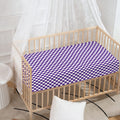 Purple And White Checkered Pattern Print Baby Crib Sheet