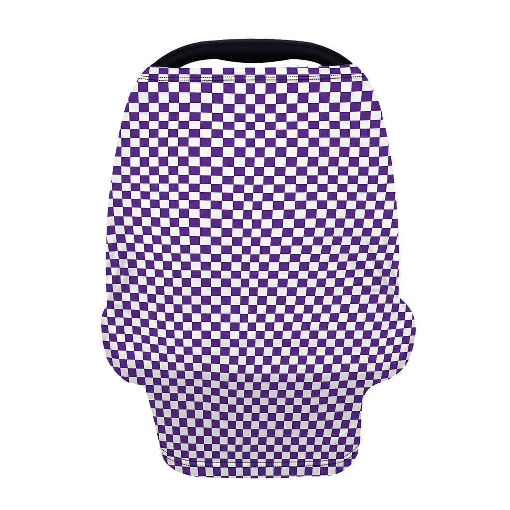 Purple And White Checkered Pattern Print Baby Seat Cover