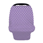 Purple And White Checkered Pattern Print Baby Seat Cover