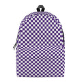 Purple And White Checkered Pattern Print School Backpack