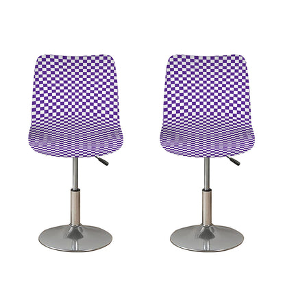Purple And White Checkered Pattern Print Bar Stool Covers