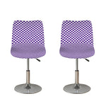 Purple And White Checkered Pattern Print Bar Stool Covers