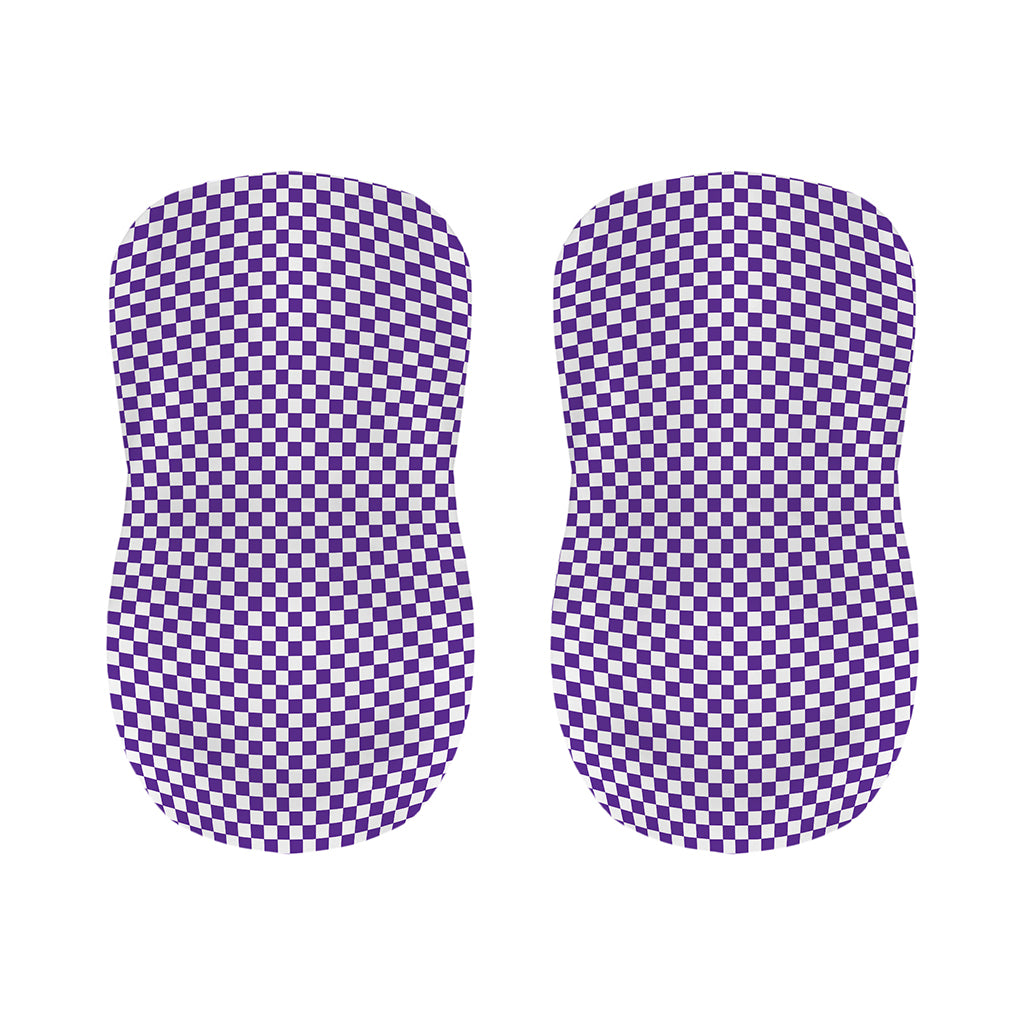 Purple And White Checkered Pattern Print Bar Stool Covers