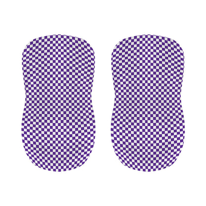 Purple And White Checkered Pattern Print Bar Stool Covers