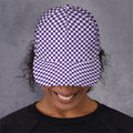 Purple And White Checkered Pattern Print Baseball Cap