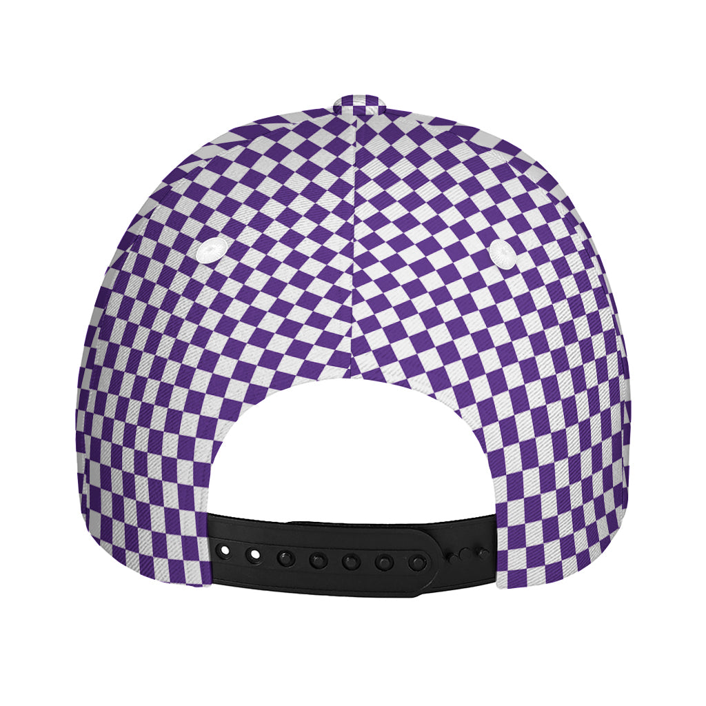Purple And White Checkered Pattern Print Baseball Cap