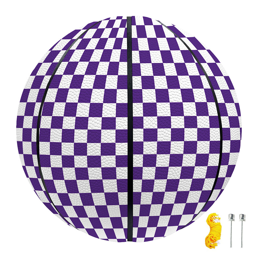 Purple And White Checkered Pattern Print Basketball
