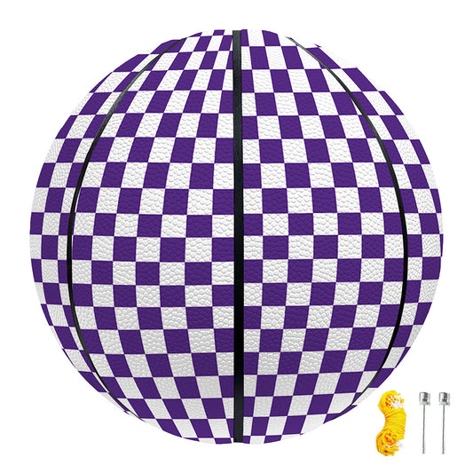 Purple And White Checkered Pattern Print Basketball