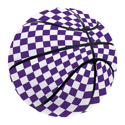 Purple And White Checkered Pattern Print Basketball
