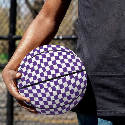 Purple And White Checkered Pattern Print Basketball