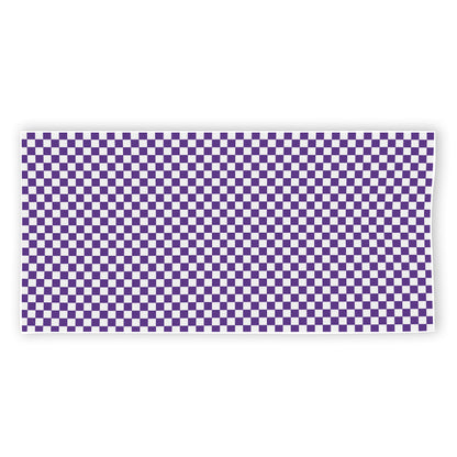 Purple And White Checkered Pattern Print Beach Towel