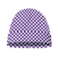 Purple And White Checkered Pattern Print Beanie