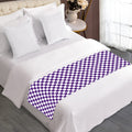Purple And White Checkered Pattern Print Bed Runner