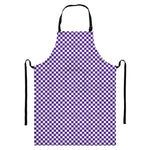 Purple And White Checkered Pattern Print Bib Apron With Pocket