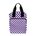 Purple And White Checkered Pattern Print Bible Tote Bag