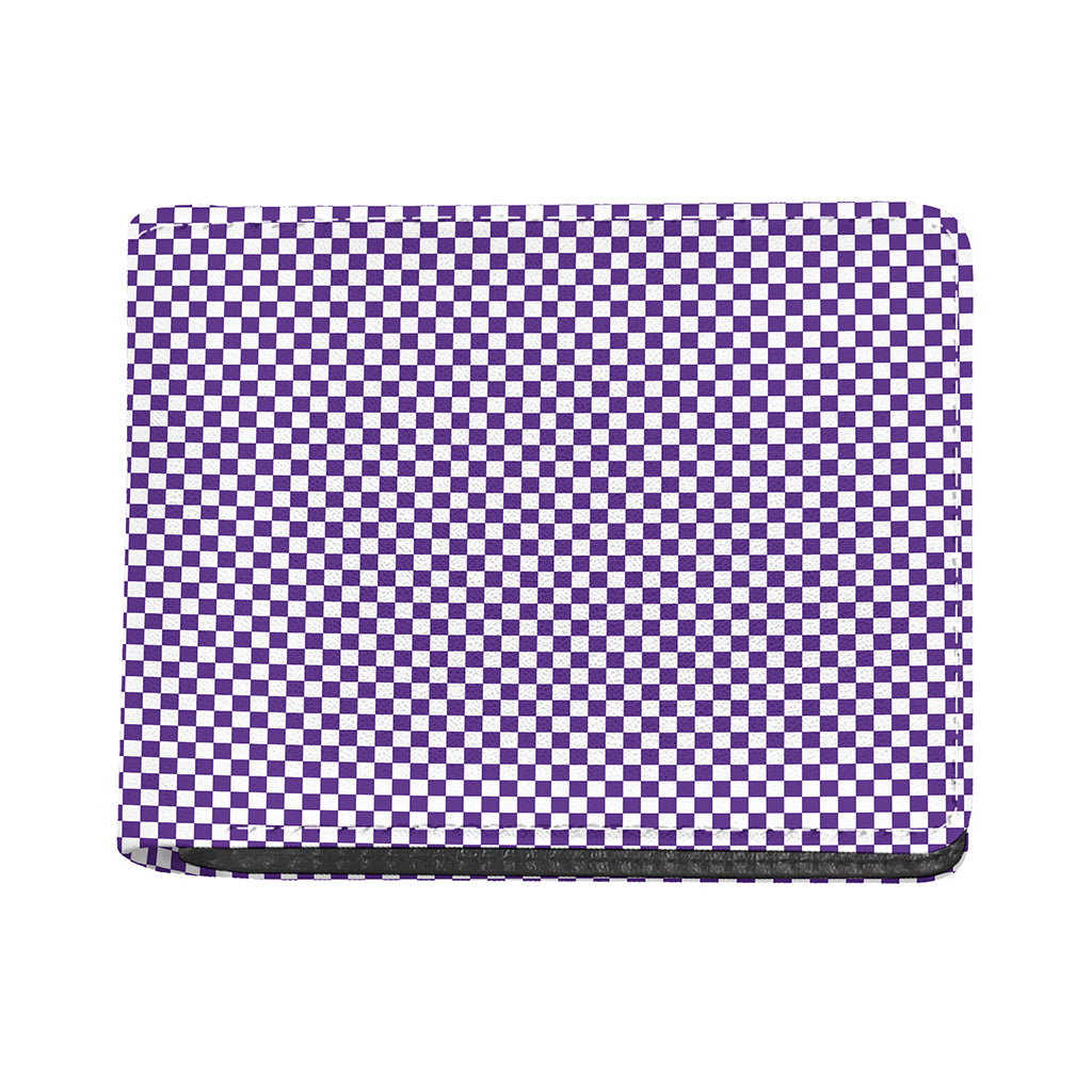 Purple And White Checkered Pattern Print Bifold Wallet