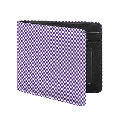 Purple And White Checkered Pattern Print Bifold Wallet