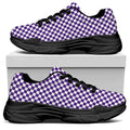 Purple And White Checkered Pattern Print Black Chunky Shoes