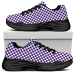 Purple And White Checkered Pattern Print Black Chunky Shoes
