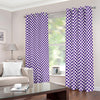 Purple And White Checkered Pattern Print Blackout Grommet Curtains