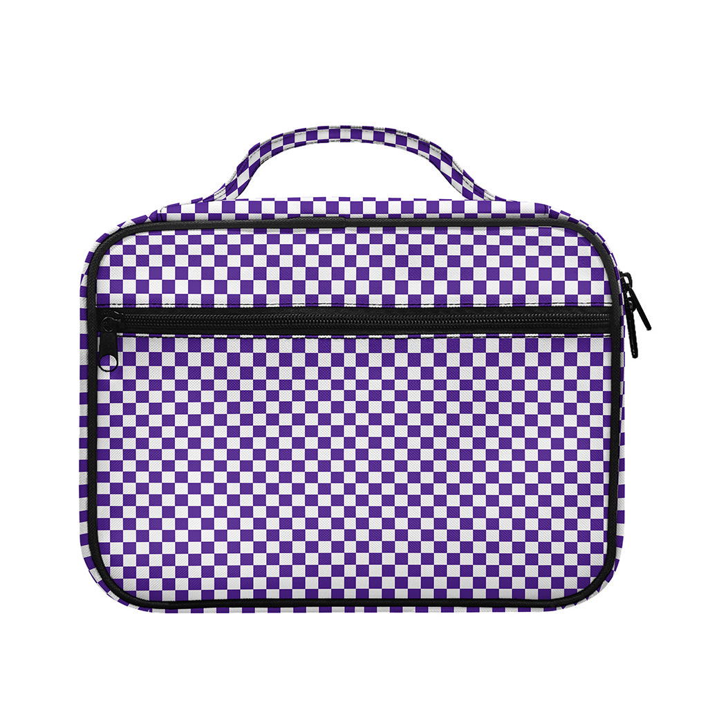 Purple And White Checkered Pattern Print Briefcase Bible Bag