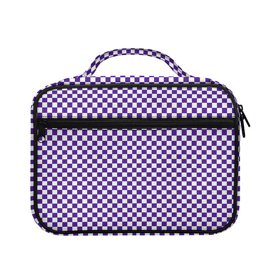 Purple And White Checkered Pattern Print Briefcase Bible Bag
